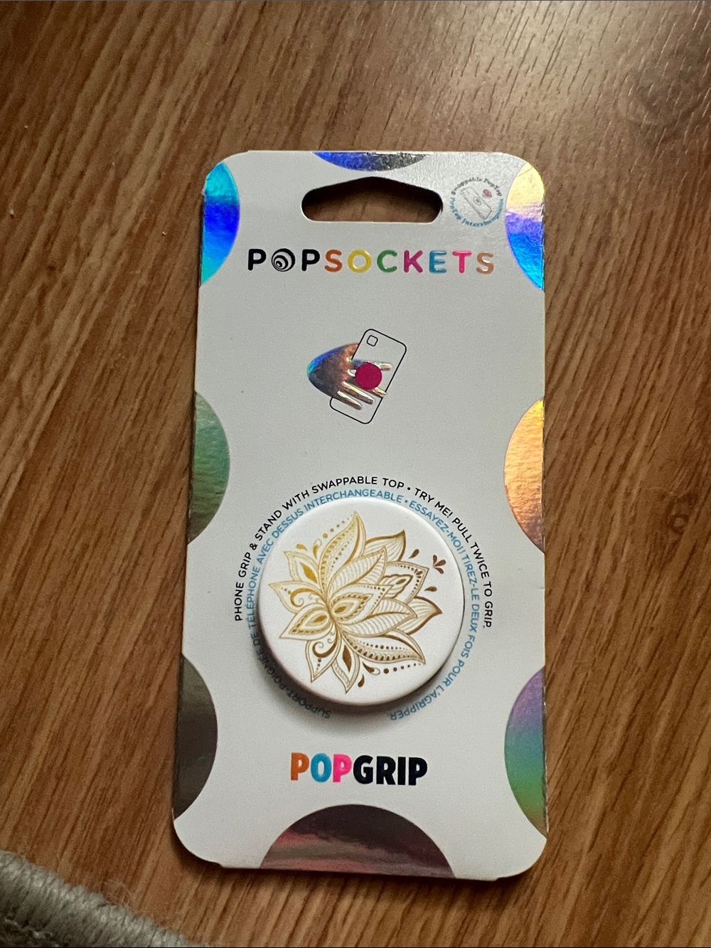 PopSocket PopGrip White with Gold Floral Mandala Phone Grip